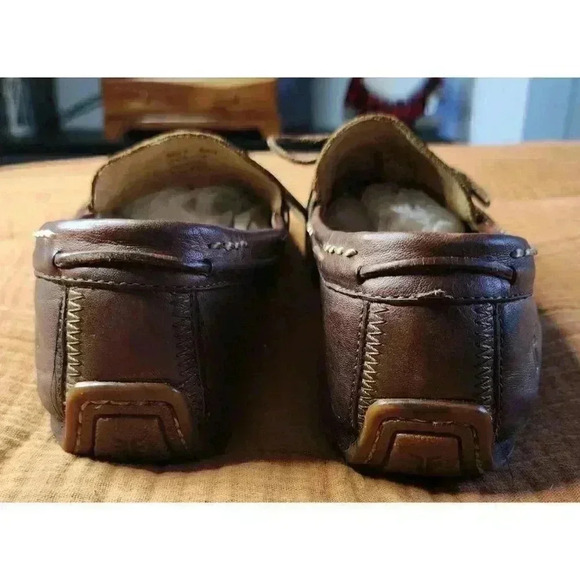 Frye Lewis Tie Slip On Leather Loafers Tan Brown Driving Boat Shoes US Size 9 - Picture 4 of 8